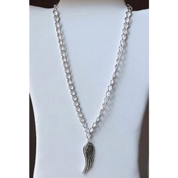 Silver Crystal Angel Wing Necklace 16-19" Angels Plated - Picture 4 of 8